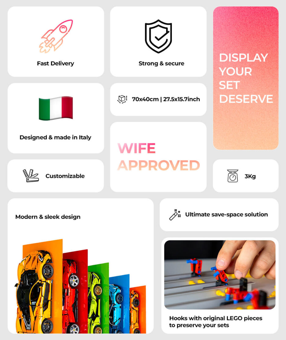 Wall display for LEGO® Technic 42115 Lamborghini Sián 